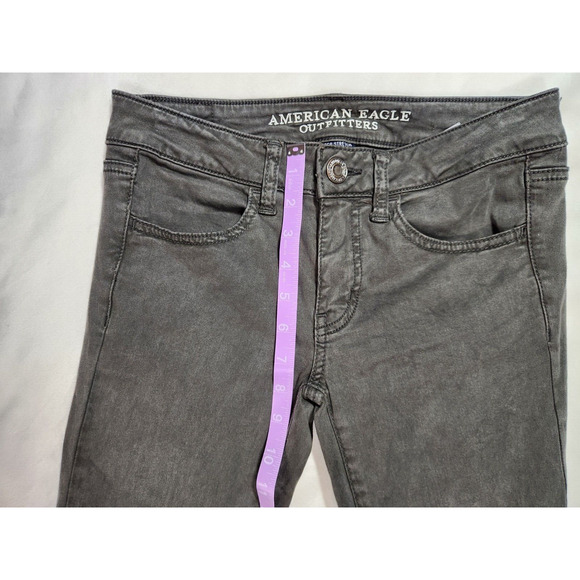 Sz 2 American Eagle Jeans Gray/Green AEO Sateen Jegging Womens Size Two - Picture 3 of 10